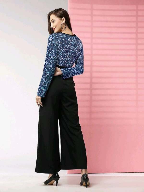 Printed women jumpsuit  - Dark grey blue, L