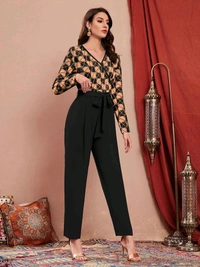 Printed women jumpsuit  - Dark salmon, XL
