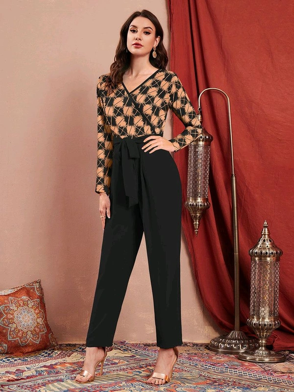Printed women jumpsuit  - Dark salmon, XL