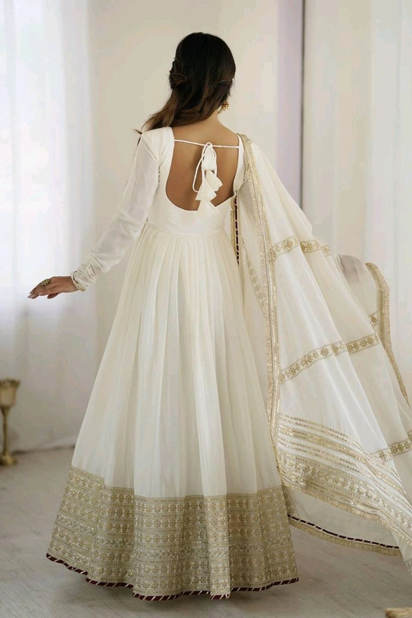 Celebrity Style Dusty Pink Color Vichitra Silk With Embroidery Zari-Codding Sequins Work Anarkali Gown - White, XXXL
