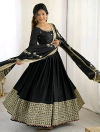 Celebrity Style Dusty Pink Color Vichitra Silk With Embroidery Zari-Codding Sequins Work Anarkali Gown - Black, M