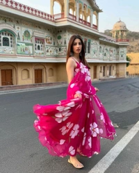 Pretty Pink Colour Embroidery With Sequence Work Wedding Wear Gown
 - XXL, Shiraz