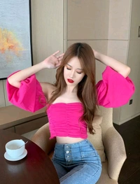 Off-Shoulder Bardot Crop Top
 - Wild Strawberry, S