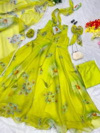 Lemon Green Color Digital Printed Anarkali Suit
 - Lemon, XL