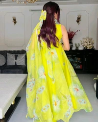 Lemon Green Color Digital Printed Anarkali Suit
 - Lemon, XXL