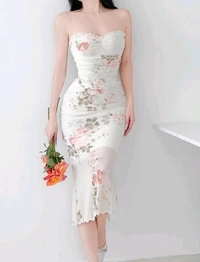 Floral Print Off-Shoulder Bodycon Midi Dress
 - XXL, White