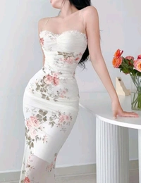 Floral Print Off-Shoulder Bodycon Midi Dress
 - XXL, White