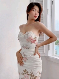 Floral Print Off-Shoulder Bodycon Midi Dress
 - XXL, White