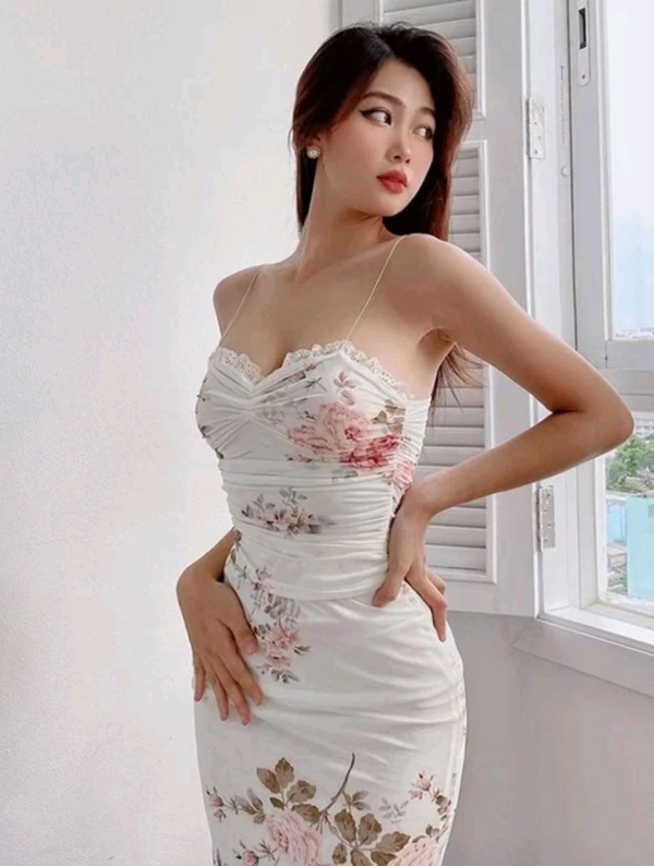 Floral Print Off-Shoulder Bodycon Midi Dress
 - XXL, White