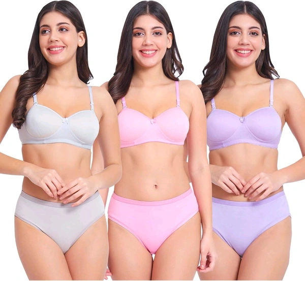 Women' s Premium Lightly Padded Bra Panty Set Pack of 3
 - Prelude, 30B