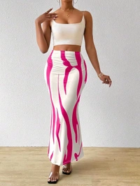 Women's Multicolor Skirt-Cotton Blend Skirt, Printed Maxi/Full Length Skirt Boost Your Style for All Occusion for Girls & Women  - Lipstick, 30