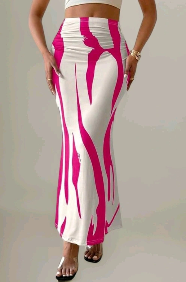Women's Multicolor Skirt-Cotton Blend Skirt, Printed Maxi/Full Length Skirt Boost Your Style for All Occusion for Girls & Women  - Lipstick, 38