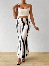 Women's Multicolor Skirt-Cotton Blend Skirt, Printed Maxi/Full Length Skirt Boost Your Style for All Occusion for Girls & Women  - Black, 34