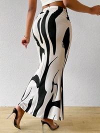 Women's Multicolor Skirt-Cotton Blend Skirt, Printed Maxi/Full Length Skirt Boost Your Style for All Occusion for Girls & Women  - Black, 34