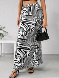 Women's Multicolor Skirt-Cotton Blend Skirt, Printed Maxi/Full Length Skirt Boost Your Style for All Occusion for Girls & Women  - White, 32