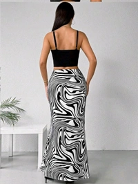 Women's Multicolor Skirt-Cotton Blend Skirt, Printed Maxi/Full Length Skirt Boost Your Style for All Occusion for Girls & Women  - White, 32