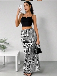 Women's Multicolor Skirt-Cotton Blend Skirt, Printed Maxi/Full Length Skirt Boost Your Style for All Occusion for Girls & Women  - White, 32