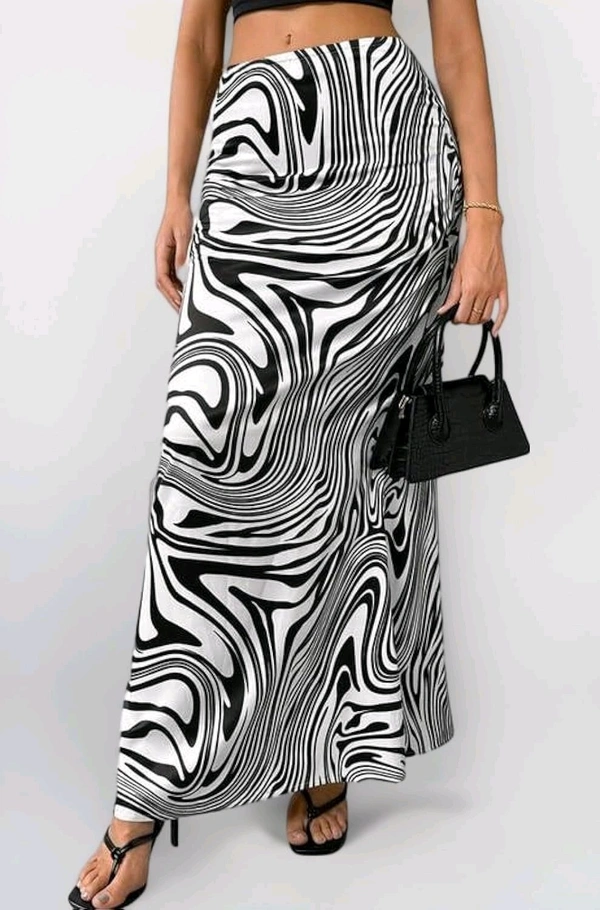 Women's Multicolor Skirt-Cotton Blend Skirt, Printed Maxi/Full Length Skirt Boost Your Style for All Occusion for Girls & Women  - White, 36