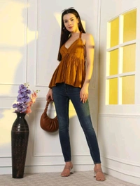 Cherry Red Embroidered Empire Top
 - Bull Shot, XXS