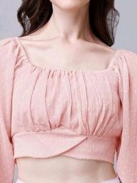 Beige Chiffon Crop Top with Bow
 - Bizarre, L