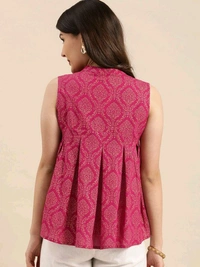 Casual Sleeveless Printed Women Pink Top
 - Pink, XL