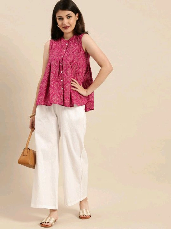 Casual Sleeveless Printed Women Pink Top
 - Pink, XL