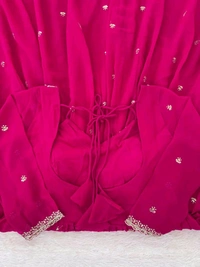 Red Georgette Embroidery Anarkali Suit Set with Dupatta Ready to Wear for Celebrations - Rose, M