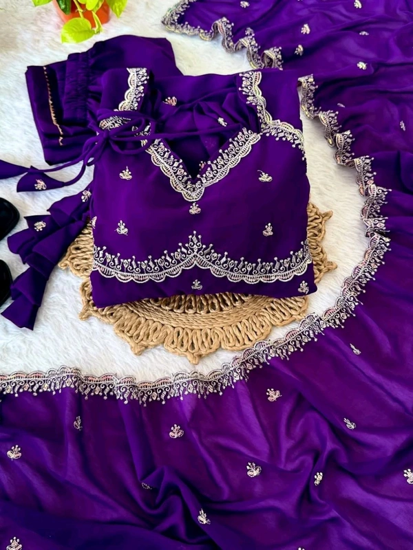 Red Georgette Embroidery Anarkali Suit Set with Dupatta Ready to Wear for Celebrations - Honey Flower, L