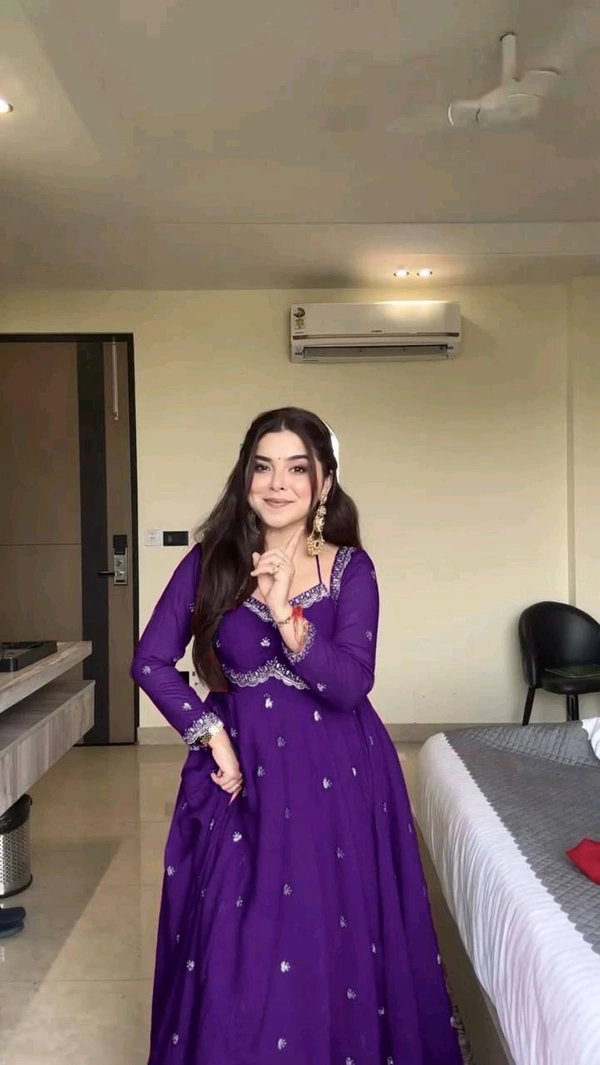 Red Georgette Embroidery Anarkali Suit Set with Dupatta Ready to Wear for Celebrations - Honey Flower, XXL