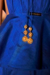 Royal blue handwoven silk skirt set
 - Blue, M