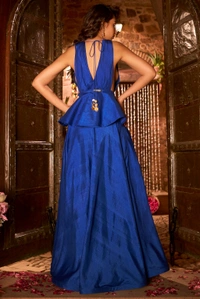 Royal blue handwoven silk skirt set
 - Blue, XS