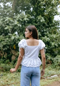 Woman's Trendy And Stylish Lace Top - White, XL