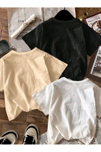 3pcs Set Casual Minimalist Retro American Style English Text Graphic Cropped Bodysuit - Women Summer
 - L