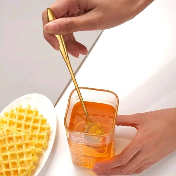 Golden Dessert Spoon Set – 4 Pcs Designer Spoons for Dessert, Coffee, Ice Cream & Kitchen Use – Floral & Heart Shapes – Premium Stainless Steel (8 cm, Gold Finish) - Golden