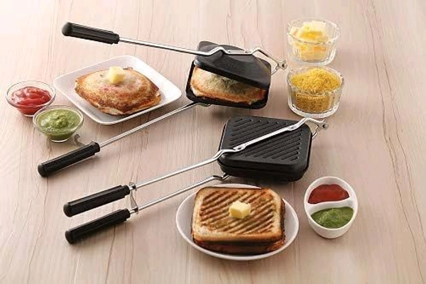 TimeS Non-Stick Grill Sandwich Toaster and Griller - Black