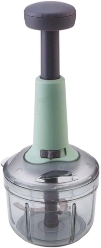 Hand Press Fruits & Vegetable Push Chopper for Kitchen, 3 Sharp Stainless Steel Blades, Unbreakable Food-Grade Plastic, Anti-Slip Base (650 ml, Multicolor) - Black