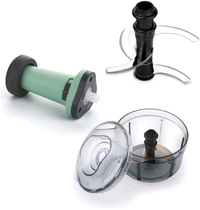 Hand Press Fruits & Vegetable Push Chopper for Kitchen, 3 Sharp Stainless Steel Blades, Unbreakable Food-Grade Plastic, Anti-Slip Base (650 ml, Multicolor) - Black