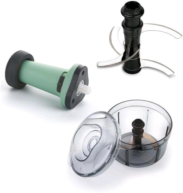 Hand Press Fruits & Vegetable Push Chopper for Kitchen, 3 Sharp Stainless Steel Blades, Unbreakable Food-Grade Plastic, Anti-Slip Base (650 ml, Multicolor) - Black