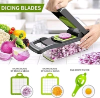Vegetable Chopper, 16 in 1 Multifunctional Food Chopper with Vegetable Peeler, Kitchen Vegetable Slicer, Dicer Cutter with Container, Chopper for Onion Carrot Cucumber (16-in-1-Cutter) - Green