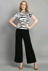 Women's Puff Sleeve Top with Front Cut-Out and Mock Neck
 - White, M