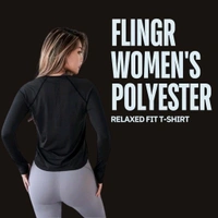 Women's Long Sleeve Workout T-Shirt | Round Neck - Plain Long Sleeve Relaxed Fit Tshirt for Women Yoga Sports T-Shirt
 - Black, XXL