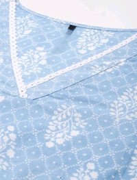 Women's Light Blue Rayon Lace Work Kurta
 - Spindle, XXL