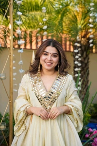 Off White Cosmos Real Mirror Work Kurta With Sharara & Dupatta Set - White Rock, S