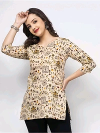 Women's Cotton Floral Print Straight Kurta, Full Sleeve, Round Neck, Side Slit, Traditional Style (in, Alpha, L, Cream) - Parchment, XL