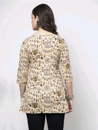 Women's Cotton Floral Print Straight Kurta, Full Sleeve, Round Neck, Side Slit, Traditional Style (in, Alpha, L, Cream) - Parchment, XXL