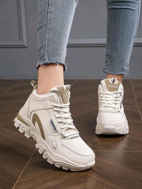 Women Off White Sneakers Stylish & Comfortable - White, IND-5