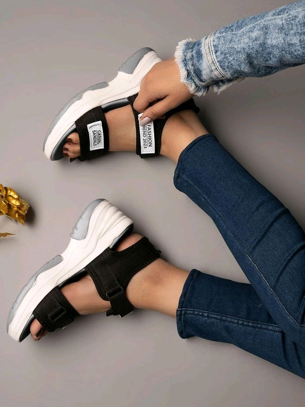 Lightweight Comfortable Daily Wear & Trendy Flatforms Pink Sandals for Girls
 - Grey, IND-3