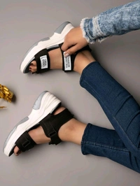 Lightweight Comfortable Daily Wear & Trendy Flatforms Pink Sandals for Girls
 - Grey, IND-7