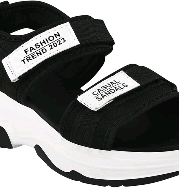 Lightweight Comfortable Daily Wear & Trendy Flatforms Pink Sandals for Girls
 - Black, IND-3