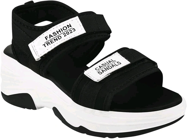 Lightweight Comfortable Daily Wear & Trendy Flatforms Pink Sandals for Girls
 - Black, IND-5